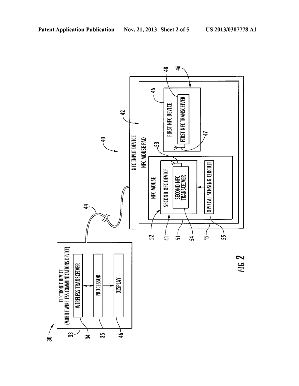 NEAR-FIELD COMMUNICATION INPUT DEVICE INCLUDING NEAR-FIELD COMMUNICATION     MOUSE PAD AND MOUSE AND RELATED METHODS - diagram, schematic, and image 03