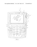 HANDHELD ELECTRONIC DEVICE AND ASSOCIATED METHOD EMPLOYING A     MULTIPLE-AXISINPUT DEVICE AND LEARNING A CONTEXT OF A TEXT INPUT FOR USE     BY ADISAMBIGUATION ROUTINE diagram and image