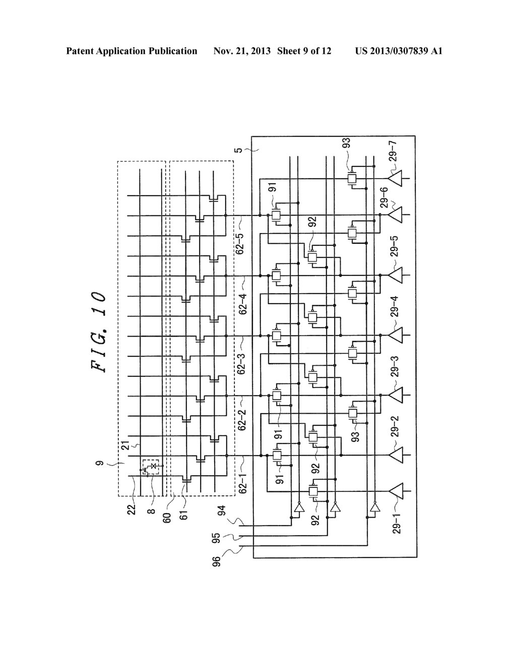 LIQUID CRYSTAL DISPLAY DEVICE HAVING DRIVE CIRCUITS WITH MASTER/SLAVE     CONTROL - diagram, schematic, and image 10