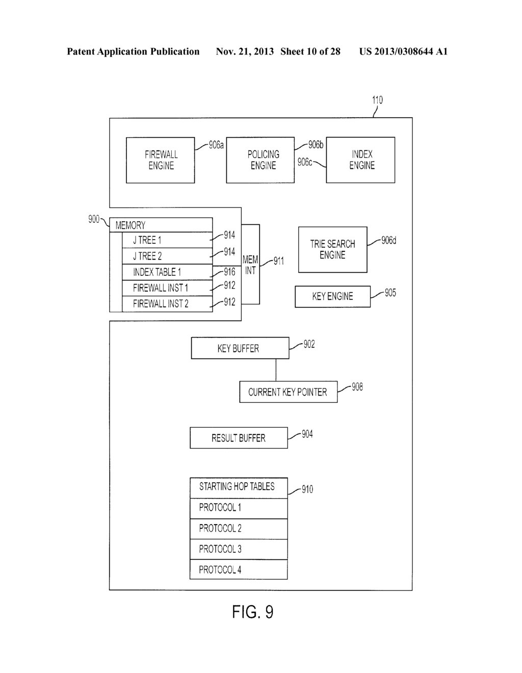 FILTERING AND ROUTE LOOKUP IN A SWITCHING DEVICE - diagram, schematic, and image 11