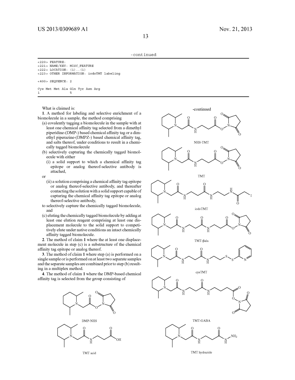 METHODS AND REAGENTS FOR BIOMOLECULE LABELING, ENRICHMENT AND GENTLE     ELUTION - diagram, schematic, and image 45