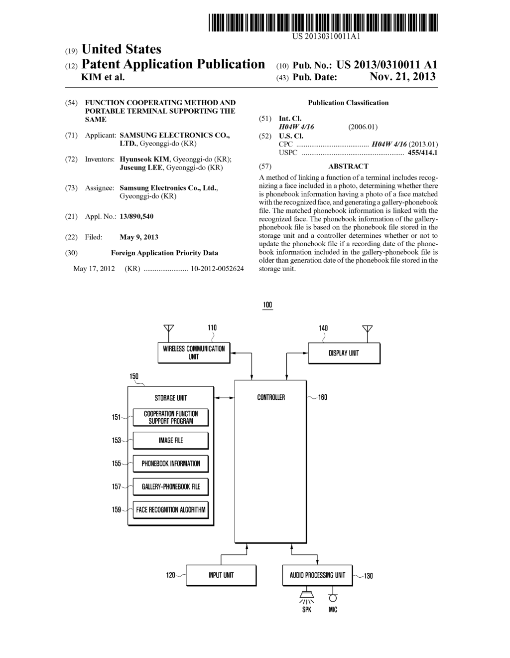 FUNCTION COOPERATING METHOD AND PORTABLE TERMINAL SUPPORTING THE SAME - diagram, schematic, and image 01