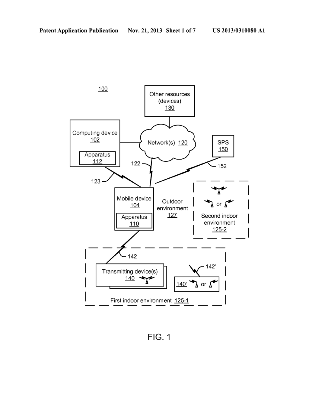 OUTDOOR POSITION ESTIMATION OF A MOBILE DEVICE WITHIN A VICINITY OF ONE OR     MORE INDOOR ENVIRONMENTS - diagram, schematic, and image 02