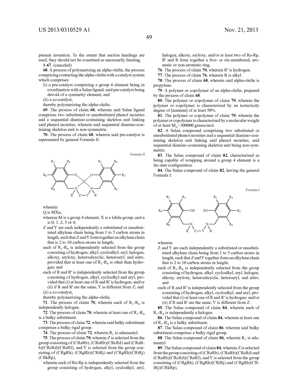 METAL COMPLEXES OF SALAN-TYPE LIGANDS AND USES THEREOF AS CATALYSTS FOR     POLYMERIZATION OF ALPHA-OLEFINS - diagram, schematic, and image 62