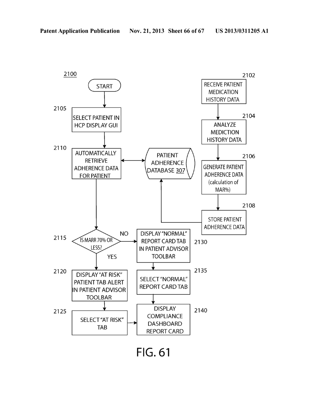 SYSTEM AND METHOD FOR INCREASING PATIENT ADHERENCE TO MEDICATION TREATMENT     REGIMENS - diagram, schematic, and image 67