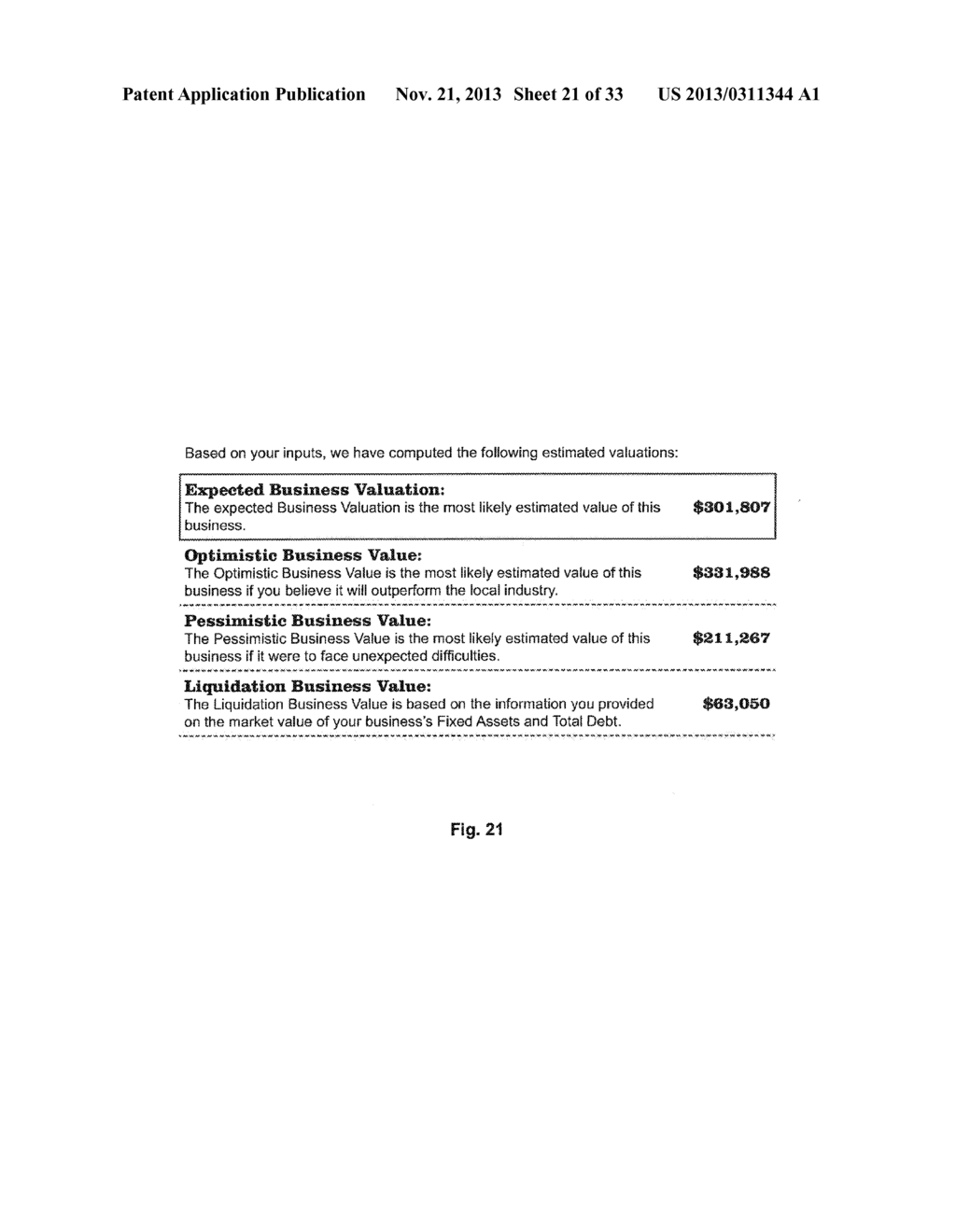 ENGINE, SYSTEM AND METHOD OF PROVIDING THIRD PARTY BUSINESS VALUATION AND     ASSOCIATED SERVICES - diagram, schematic, and image 22