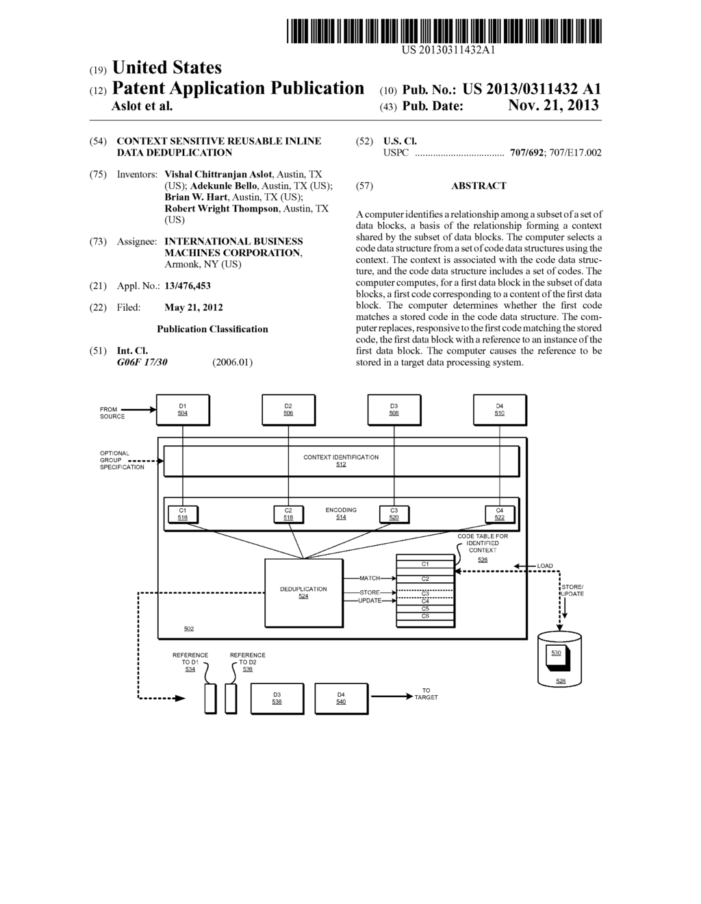 CONTEXT SENSITIVE REUSABLE INLINE DATA DEDUPLICATION - diagram, schematic, and image 01