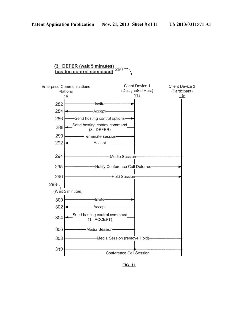 METHOD FOR DESIGNATING OF HOSTING CONTROL FOR A CONFERENCE CALL - diagram, schematic, and image 09