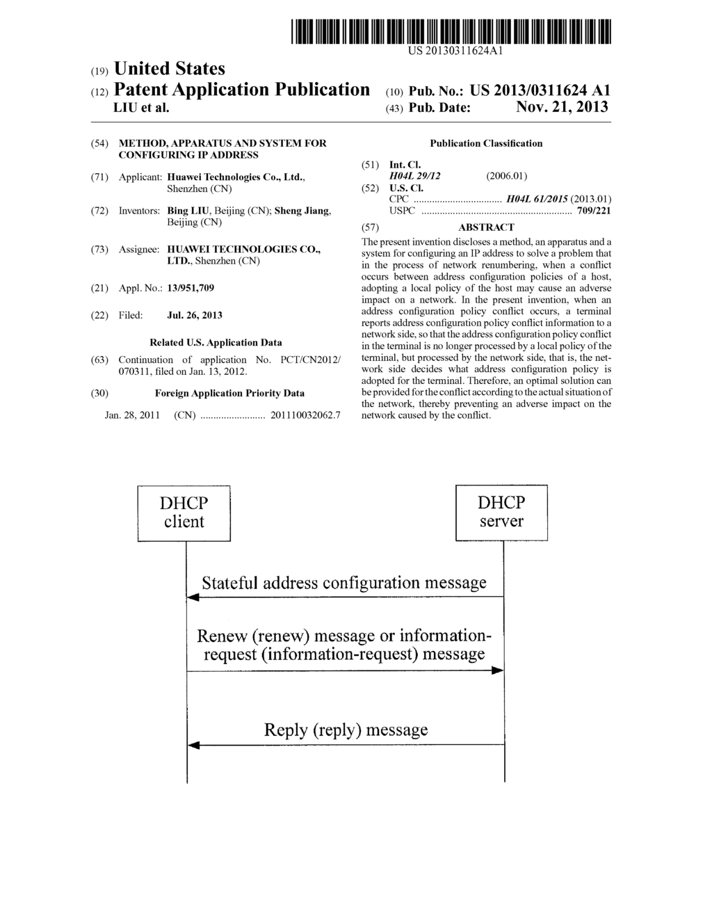 METHOD, APPARATUS AND SYSTEM FOR CONFIGURING IP ADDRESS - diagram, schematic, and image 01