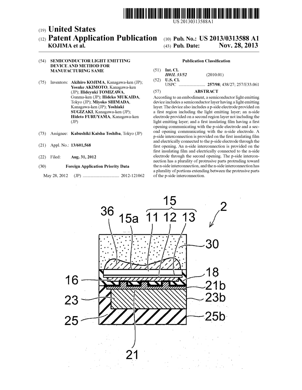 SEMICONDUCTOR LIGHT EMITTING DEVICE AND METHOD FOR MANUFACTURING SAME - diagram, schematic, and image 01