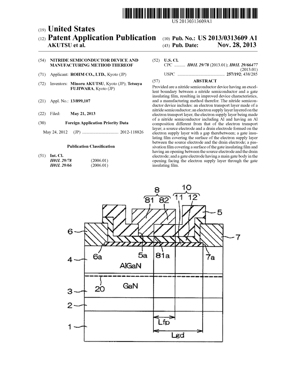 NITRIDE SEMICONDUCTOR DEVICE AND MANUFACTURING METHOD THEREOF - diagram, schematic, and image 01