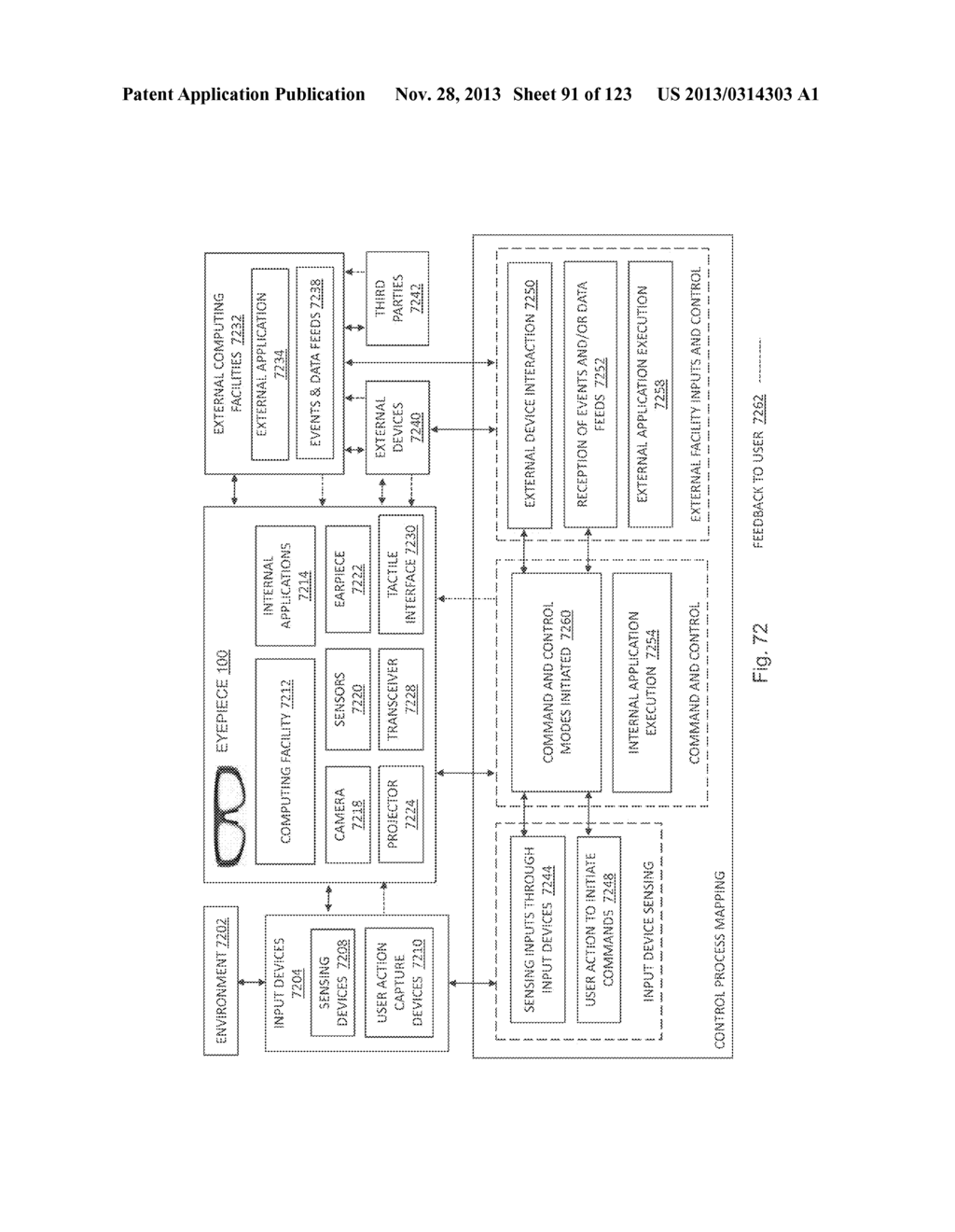 AR GLASSES WITH USER ACTION CONTROL OF AND BETWEEN INTERNAL AND EXTERNAL     APPLICATIONS WITH FEEDBACK - diagram, schematic, and image 92