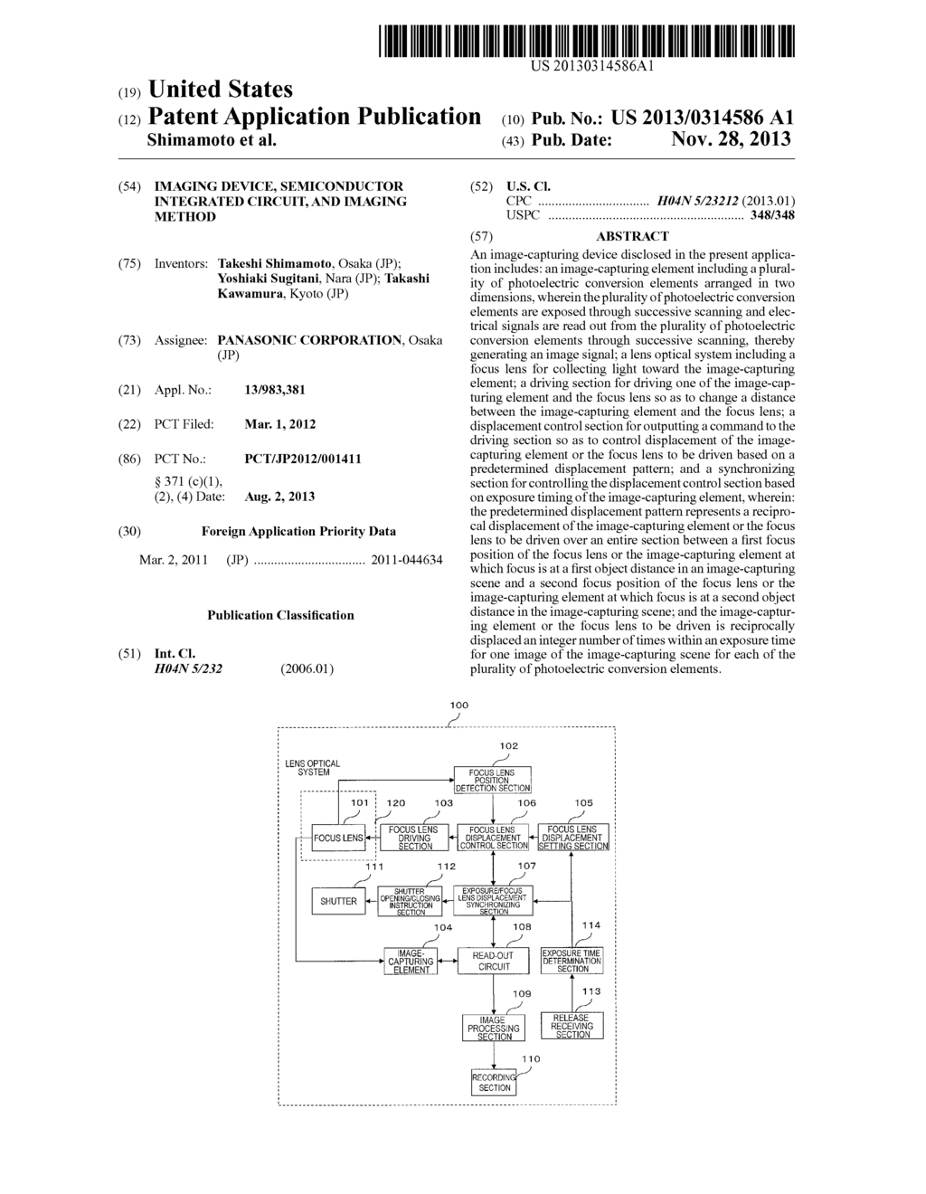 IMAGING DEVICE, SEMICONDUCTOR INTEGRATED CIRCUIT, AND IMAGING METHOD - diagram, schematic, and image 01