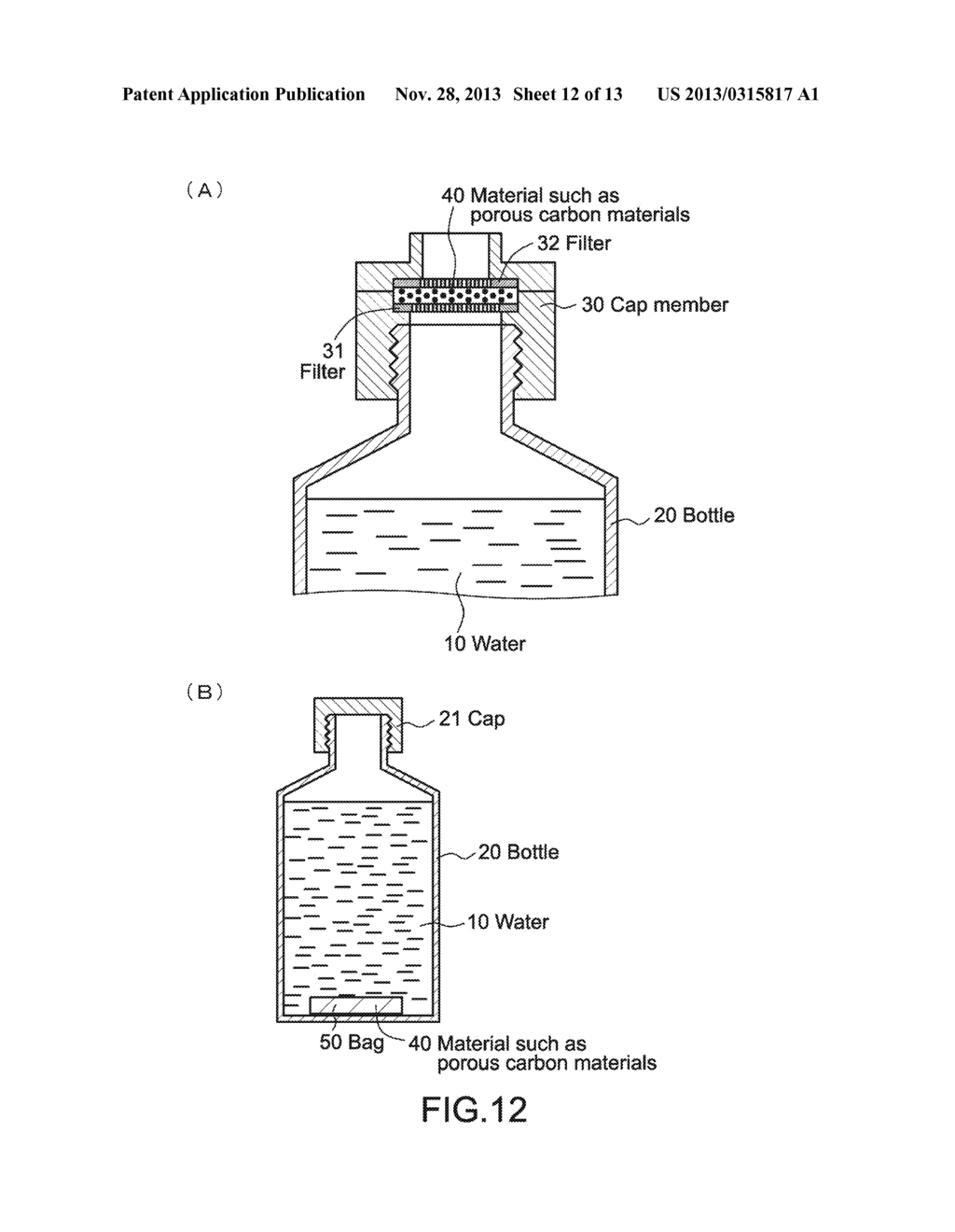 METHOD FOR REMOVING OXIDATIVE STRESS SUBSTANCES, METHOD FOR LOWERING     OXIDATION-REDUCTION POTENTIAL, FILTER MEDIUM, AND WATER - diagram, schematic, and image 13