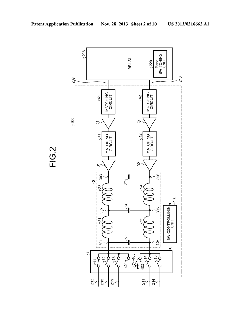 MATCHING DEVICE, TRANSMITTING AMPLIFIER, AND WIRELESS COMMUNICATION DEVICE - diagram, schematic, and image 03