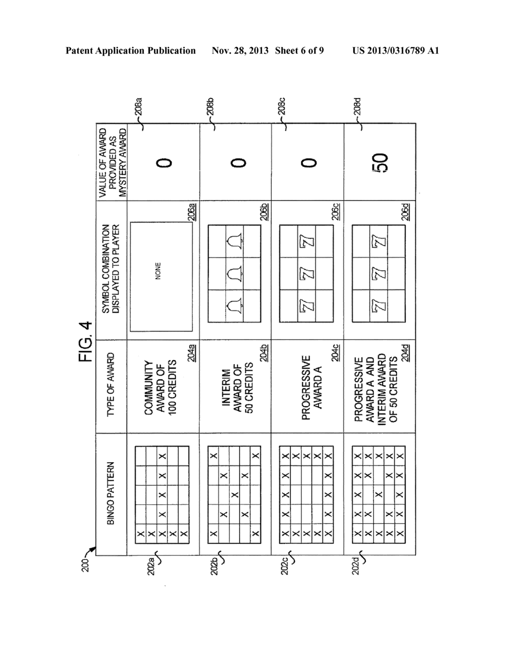 BINGO GAMING SYSTEM AND METHOD FOR PROVIDING MULTIPLE OUTCOMES FROM SINGLE     BINGO PATTERN - diagram, schematic, and image 07