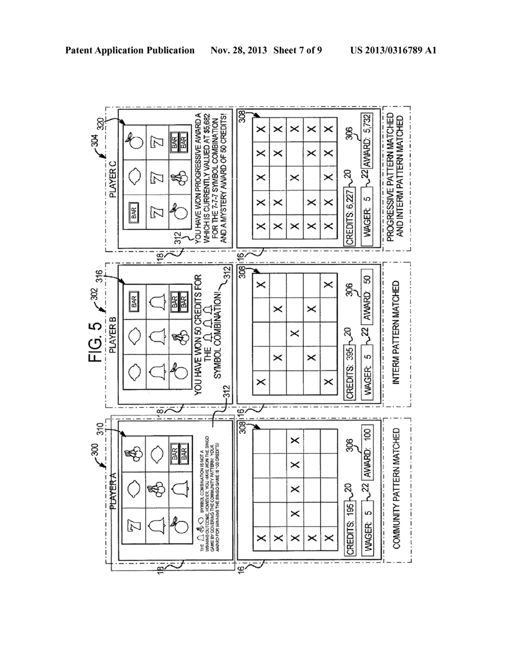 BINGO GAMING SYSTEM AND METHOD FOR PROVIDING MULTIPLE OUTCOMES FROM SINGLE     BINGO PATTERN - diagram, schematic, and image 08