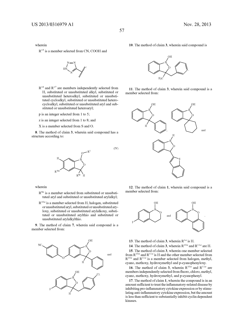 BORON-CONTAINING SMALL MOLECULES AS ANTI-INFLAMMATORY AGENTS - diagram, schematic, and image 79