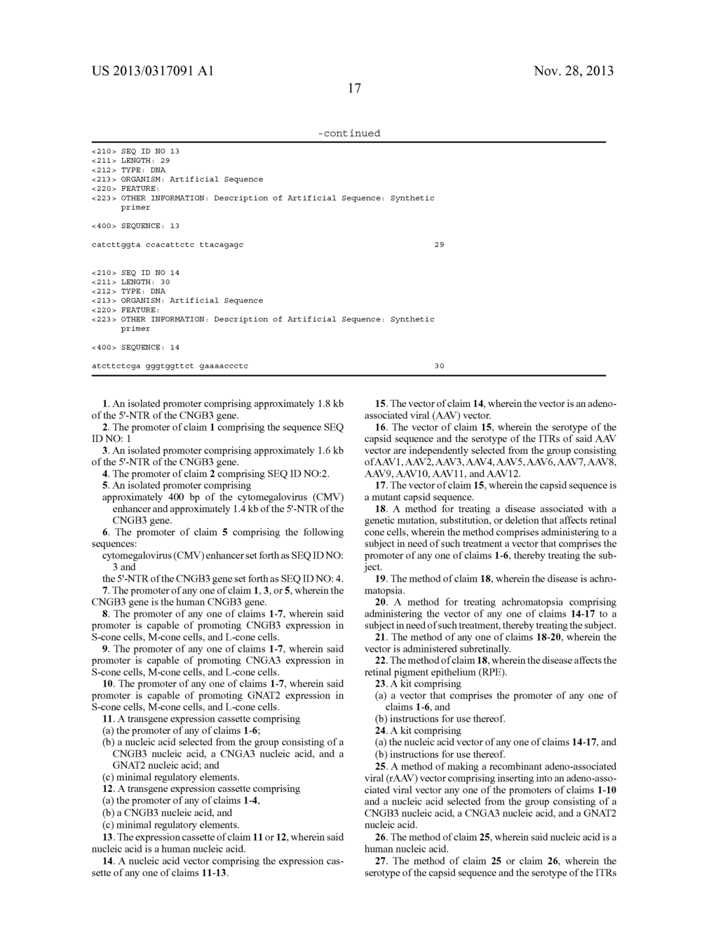 PROMOTERS, EXPRESSION CASSETTES, VECTORS, KITS, AND METHODS FOR THE     TREATMENT OF ACHROMATOPSIA AND OTHER DISEASES - diagram, schematic, and image 26