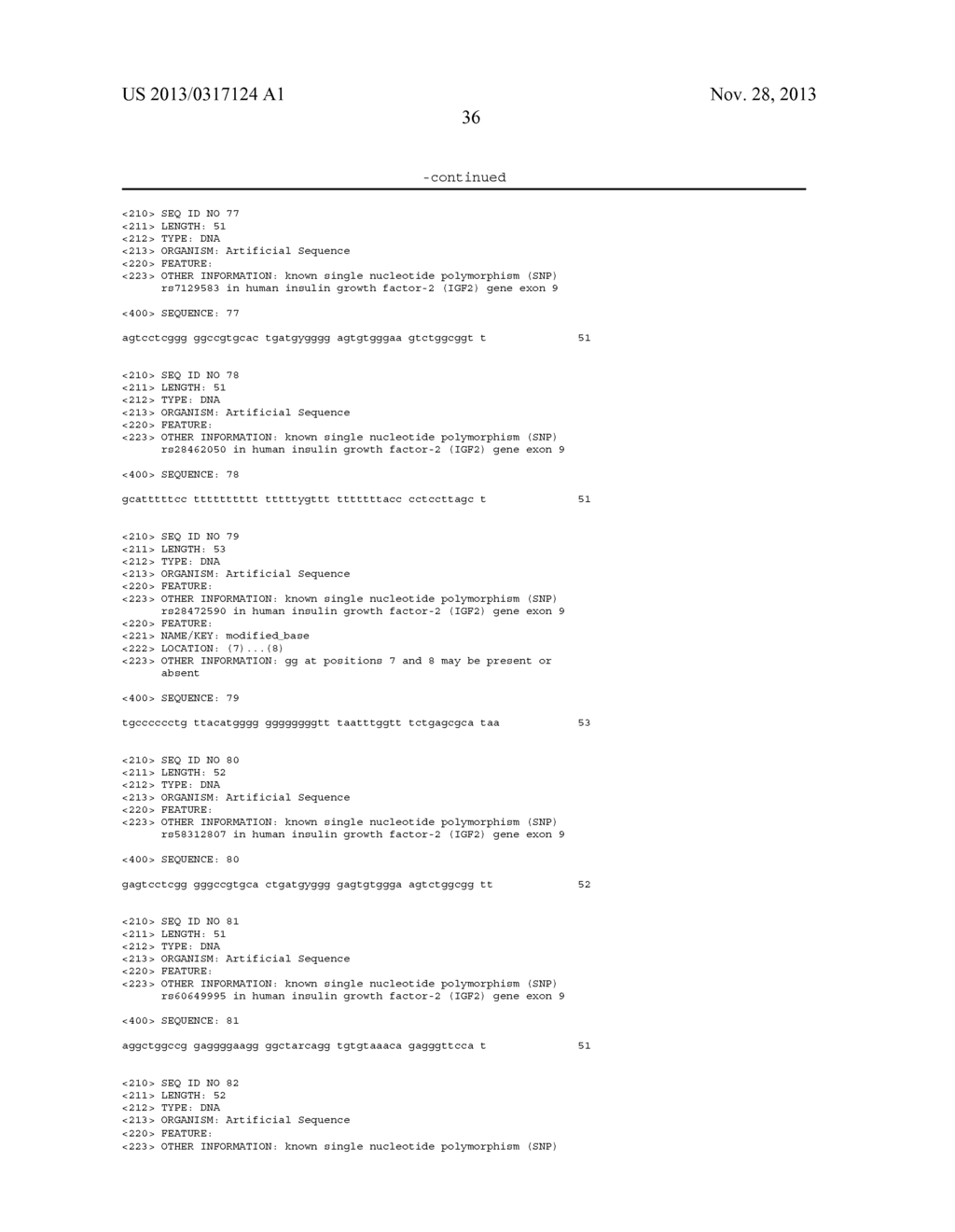 NOVEL SINGLE NUCLEOTIDE POLYMORPHISMS AND COMBINATIONS OF NOVEL AND KNOWN     POLYMORPHISMS FOR DETERMINING THE ALLELE-SPECIFIC EXPRESSION OF THE IGF2     GENE - diagram, schematic, and image 47