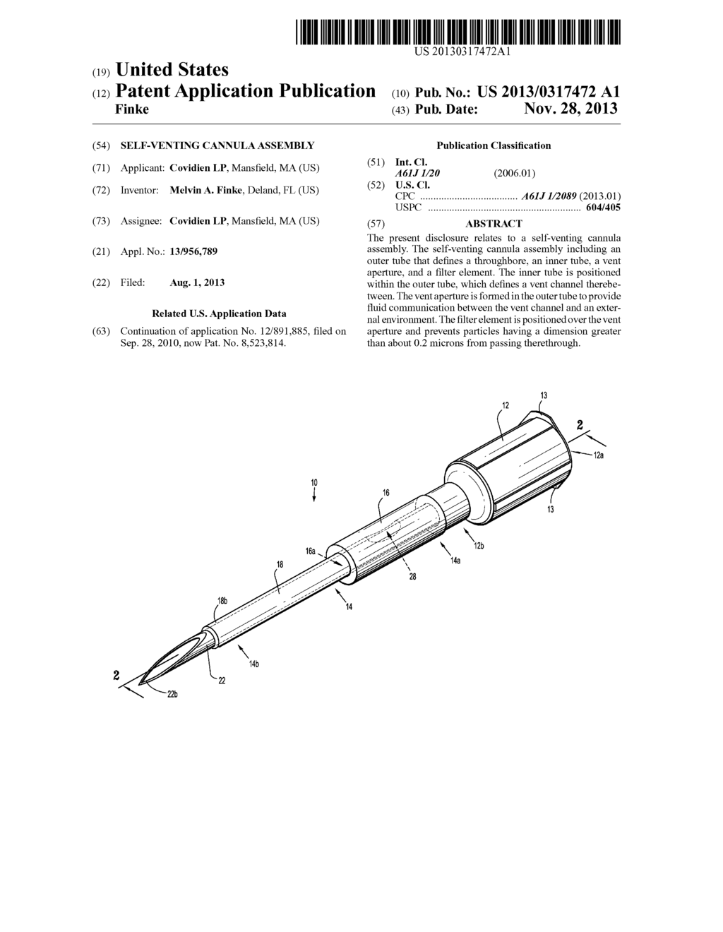 SELF-VENTING CANNULA ASSEMBLY - diagram, schematic, and image 01