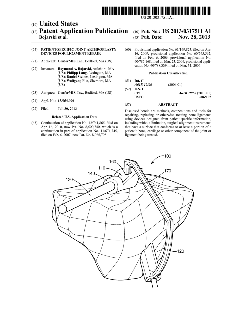 PATIENT-SPECIFIC JOINT ARTHROPLASTY DEVICES FOR LIGAMENT REPAIR - diagram, schematic, and image 01