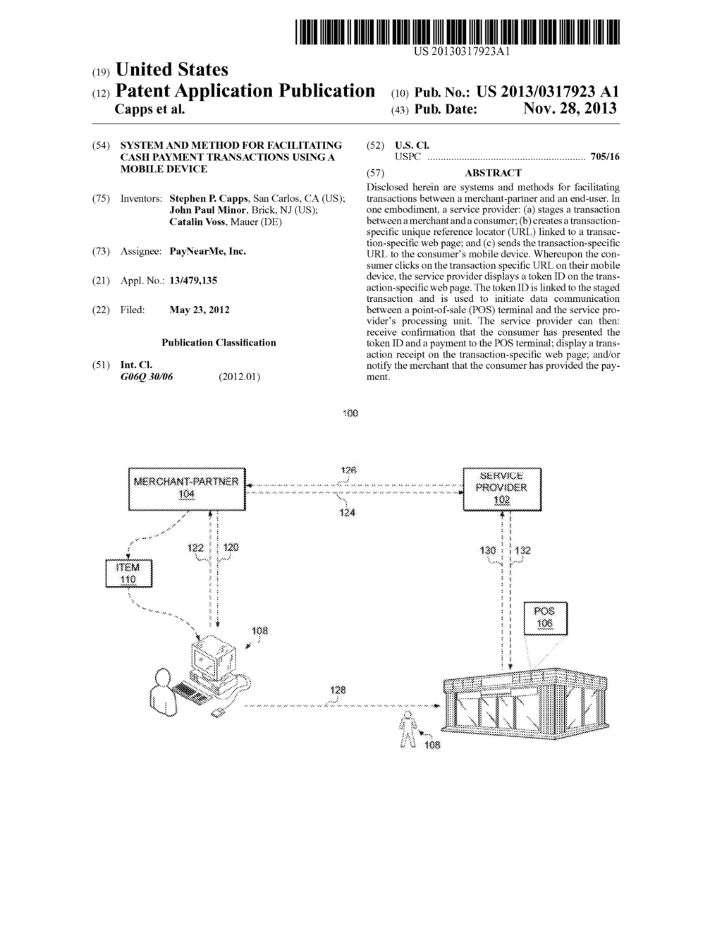 System and Method for Facilitating Cash Payment Transactions Using a     Mobile Device - diagram, schematic, and image 01