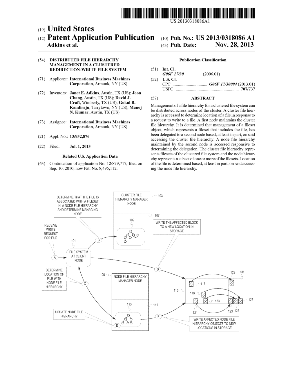 DISTRIBUTED FILE HIERARCHY MANAGEMENT IN A CLUSTERED REDIRECT-ON-WRITE     FILE SYSTEM - diagram, schematic, and image 01