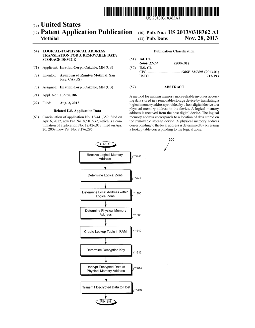 LOGICAL-TO-PHYSICAL ADDRESS TRANSLATION FOR A REMOVABLE DATA STORAGE     DEVICE - diagram, schematic, and image 01