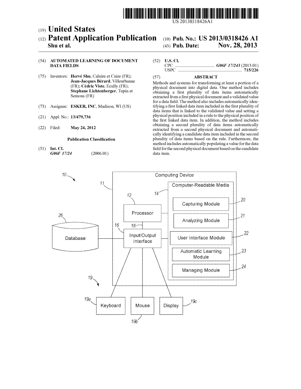 AUTOMATED LEARNING OF DOCUMENT DATA FIELDS - diagram, schematic, and image 01