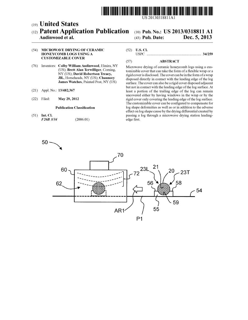 MICROWAVE DRYING OF CERAMIC HONEYCOMB LOGS USING A CUSTOMIZABLE COVER - diagram, schematic, and image 01