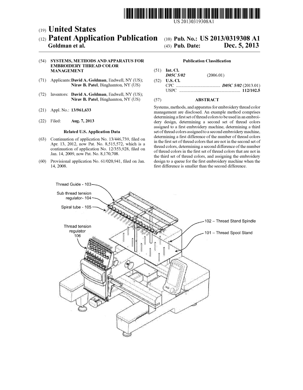 SYSTEMS, METHODS AND APPARATUS FOR EMBROIDERY THREAD COLOR MANAGEMENT - diagram, schematic, and image 01