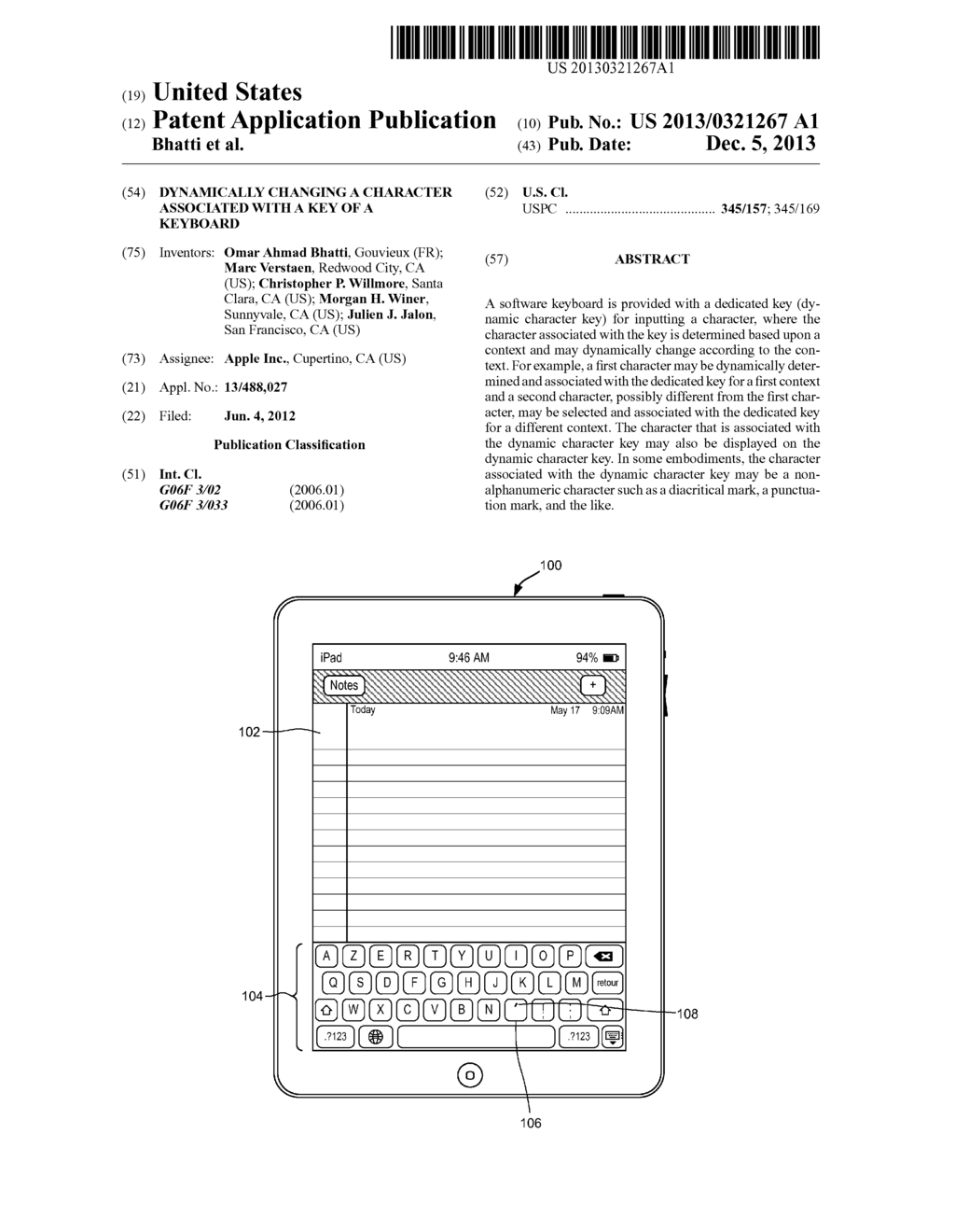 DYNAMICALLY CHANGING A CHARACTER ASSOCIATED WITH A KEY OF A KEYBOARD - diagram, schematic, and image 01