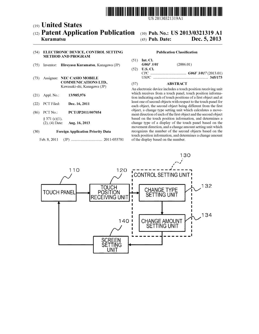 ELECTRONIC DEVICE, CONTROL SETTING METHOD AND PROGRAM - diagram, schematic, and image 01