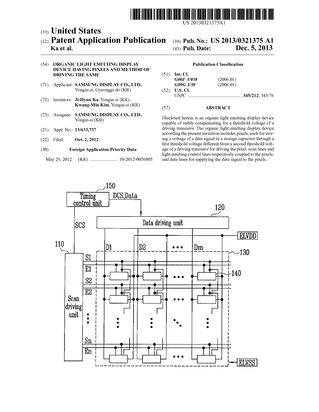 ORGANIC LIGHT EMITTING DISPLAY DEVICE HAVING PIXELS AND METHOD OF DRIVING     THE SAME - diagram, schematic, and image 01