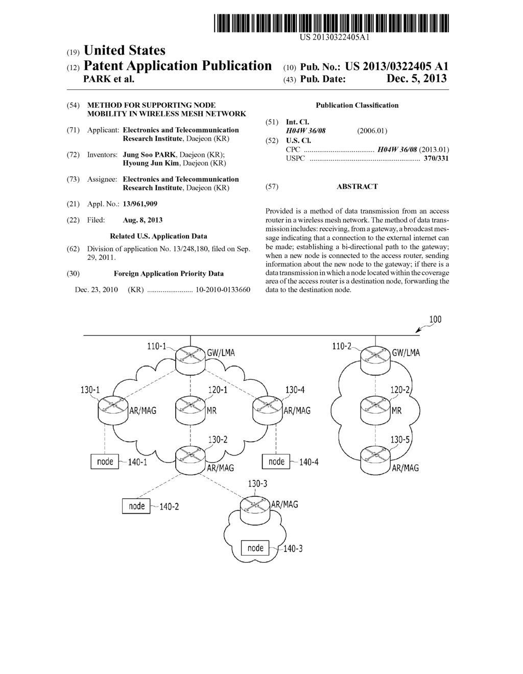 METHOD FOR SUPPORTING NODE MOBILITY IN WIRELESS MESH NETWORK - diagram, schematic, and image 01