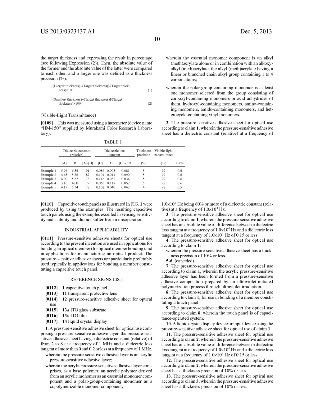 PRESSURE-SENSITIVE ADHESIVE SHEET FOR OPTICAL USE - diagram, schematic, and image 12