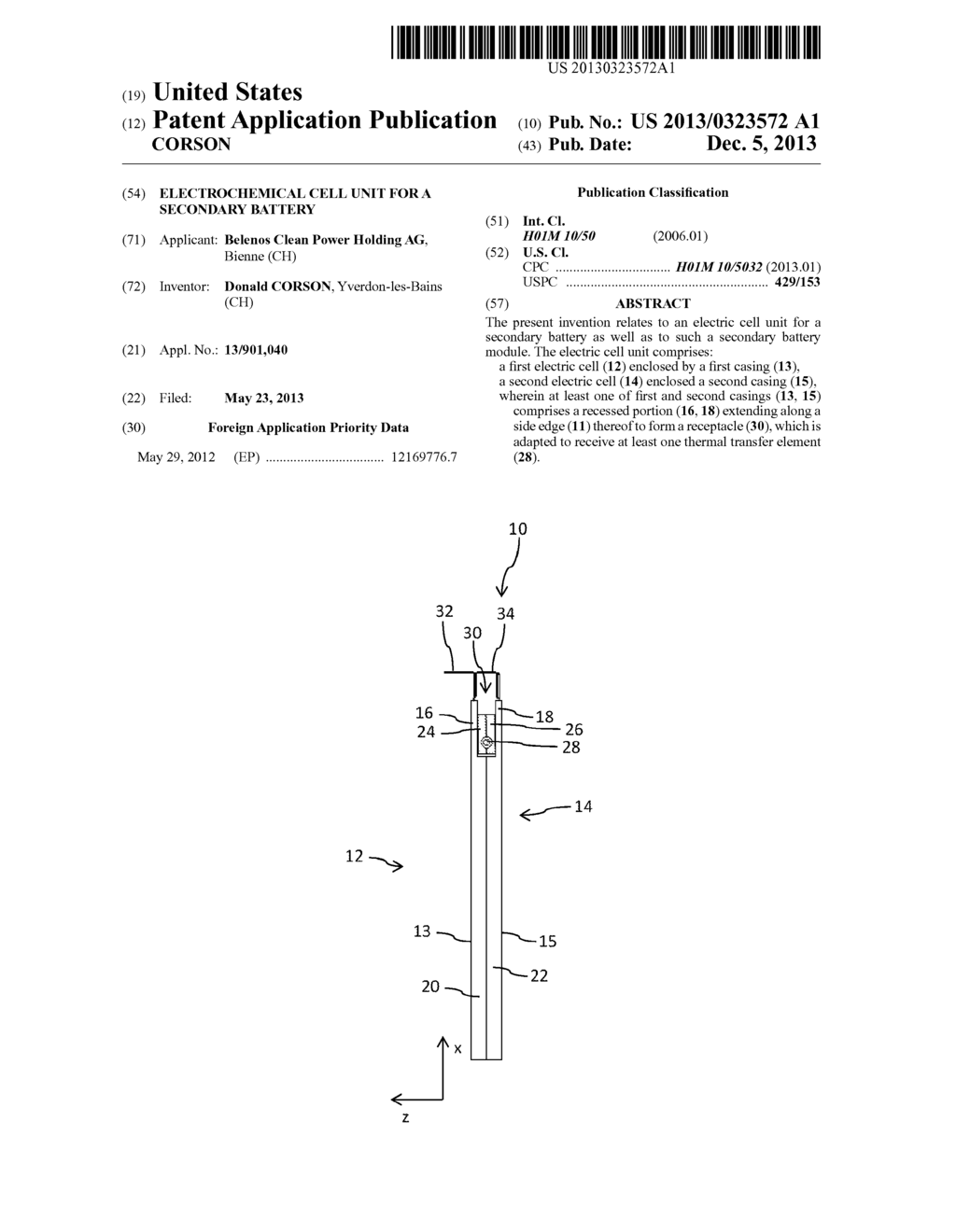 ELECTROCHEMICAL CELL UNIT FOR A SECONDARY BATTERY - diagram, schematic, and image 01