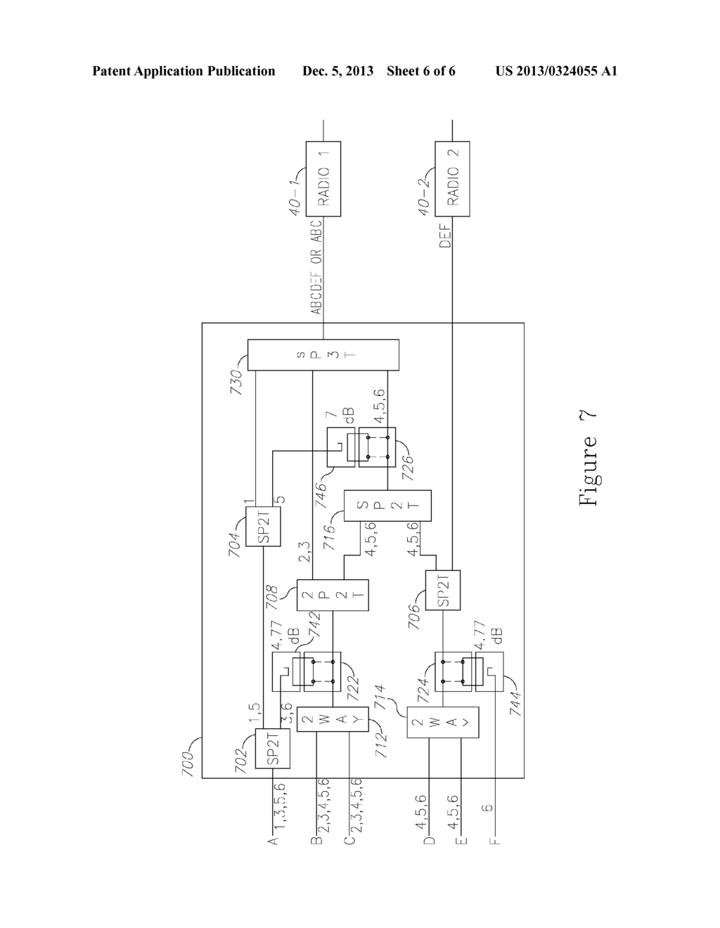 BEAMFORMER CONFIGURABLE FOR CONNECTING A VARIABLE NUMBER OF ANTENNAS AND     RADIO CIRCUITS - diagram, schematic, and image 07