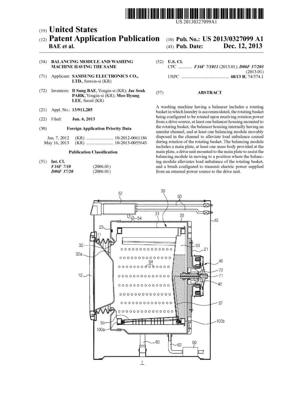 BALANCING MODULE AND WASHING MACHINE HAVING THE SAME - diagram, schematic, and image 01