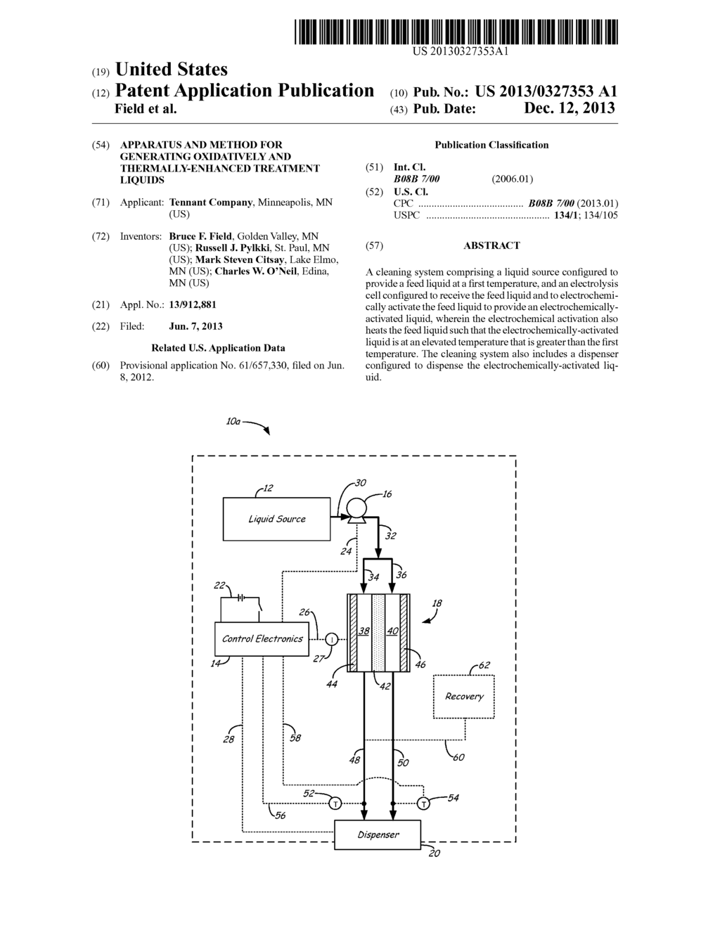 APPARATUS AND METHOD FOR GENERATING OXIDATIVELY AND THERMALLY-ENHANCED     TREATMENT LIQUIDS - diagram, schematic, and image 01