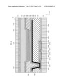 THIN-FILM TRANSISTOR DEVICE AND METHOD FOR MANUFACTURING SAME, ORGANIC     ELECTROLUMINESCENT DISPLAY ELEMENT, AND ORGANIC ELECTROLUMINESCENT     DISPLAY DEVICE diagram and image