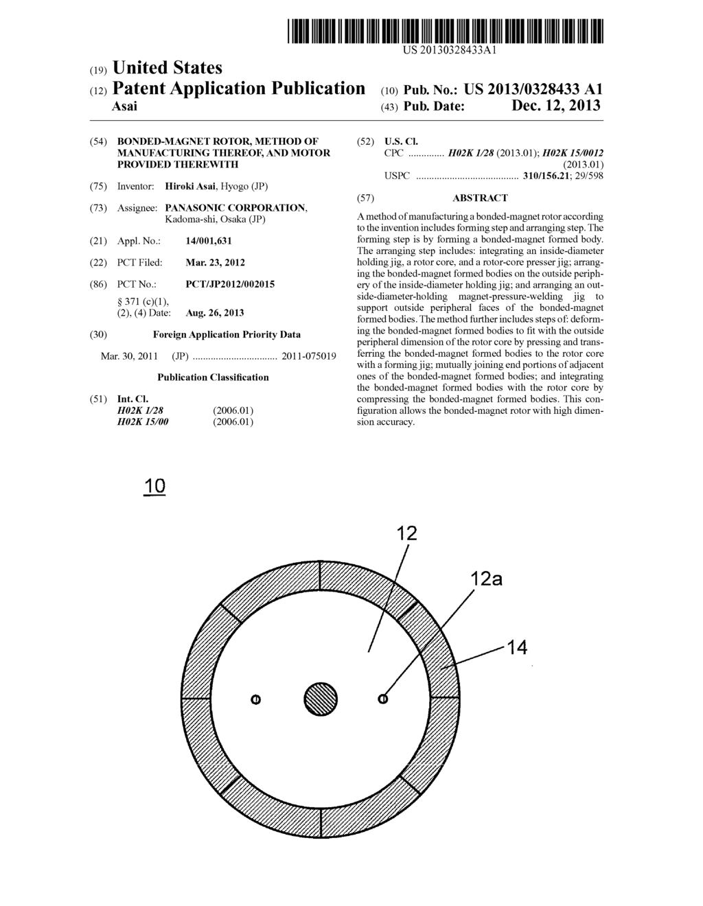 BONDED-MAGNET ROTOR, METHOD OF MANUFACTURING THEREOF, AND MOTOR PROVIDED     THEREWITH - diagram, schematic, and image 01