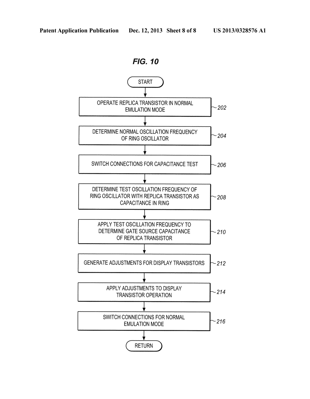 MEASUREMENT OF TRANSISTOR GATE SOURCE CAPACITANCE ON A DISPLAY SYSTEM     SUBSTRATE USING A REPLICA TRANSISTOR - diagram, schematic, and image 09