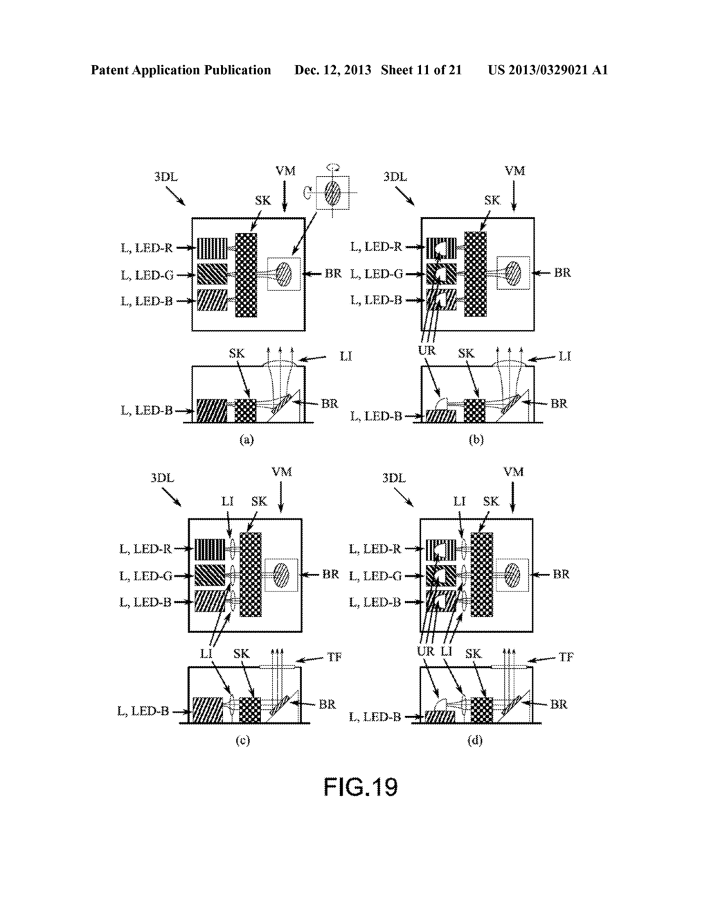 DISPLAY DEVICE WITH MOVEMENT ELEMENTS FOR OBTAINING A HIGH RESOLUTION     AND/OR A 3D EFFECT - diagram, schematic, and image 12