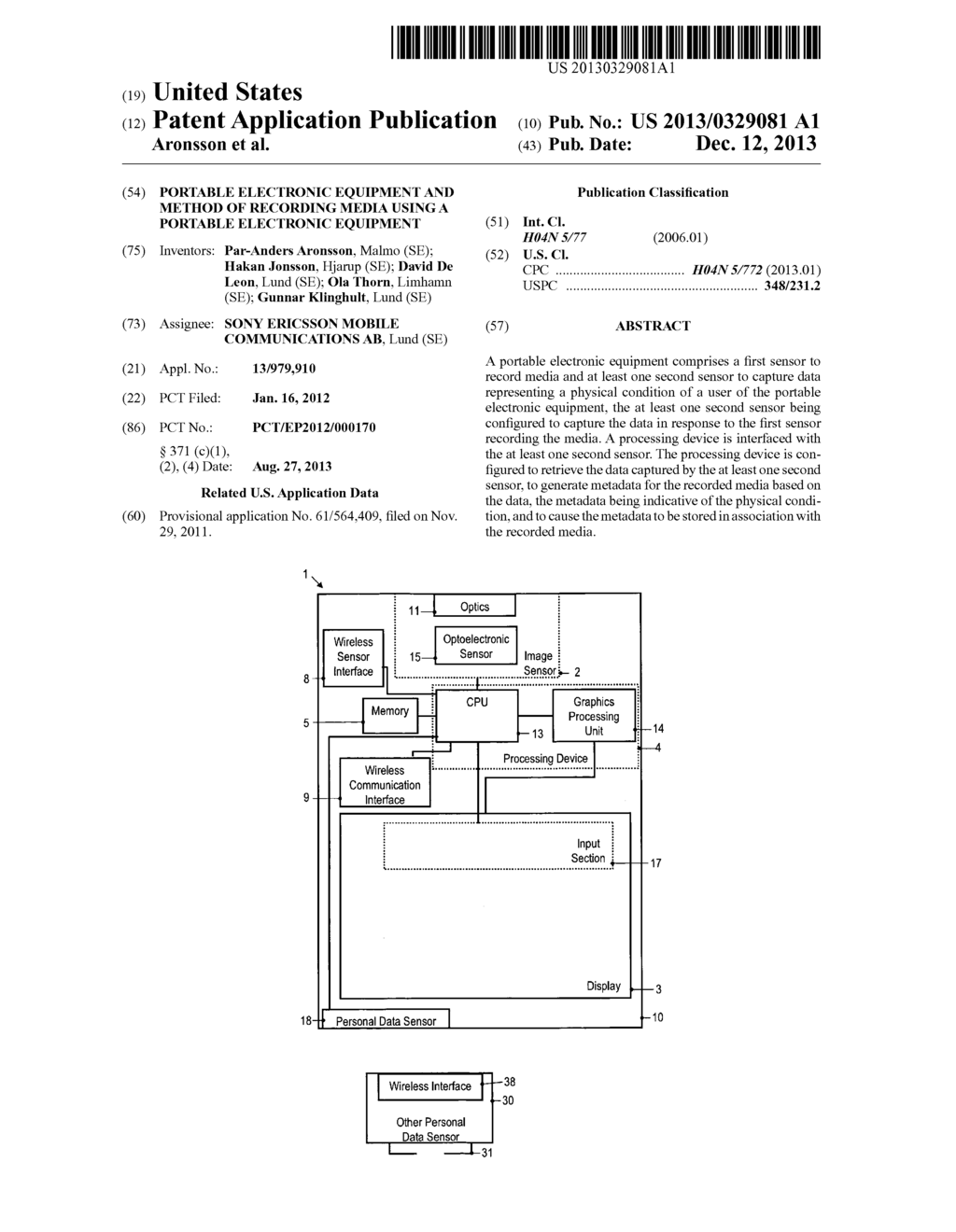 PORTABLE ELECTRONIC EQUIPMENT AND METHOD OF RECORDING MEDIA USING A     PORTABLE ELECTRONIC EQUIPMENT - diagram, schematic, and image 01