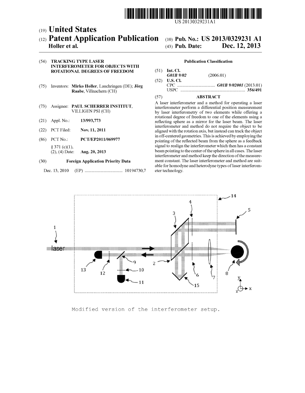 TRACKING TYPE LASER INTERFEROMETER FOR OBJECTS WITH ROTATIONAL DEGREES OF     FREEDOM - diagram, schematic, and image 01