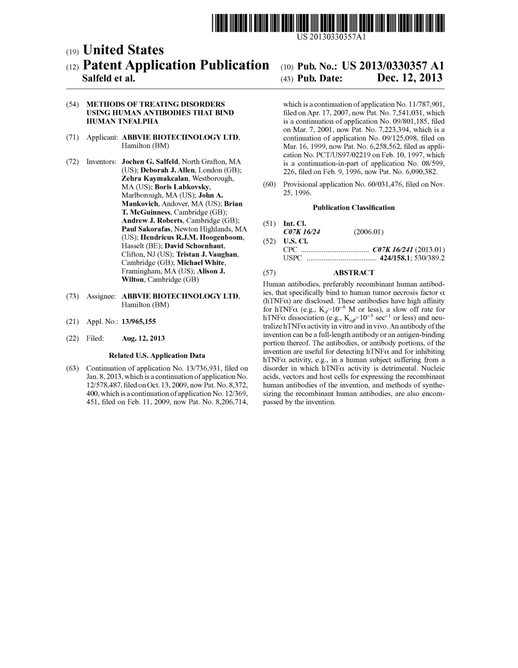 METHODS OF TREATING DISORDERS USING HUMAN ANTIBODIES THAT BIND HUMAN     TNFalpha - diagram, schematic, and image 01