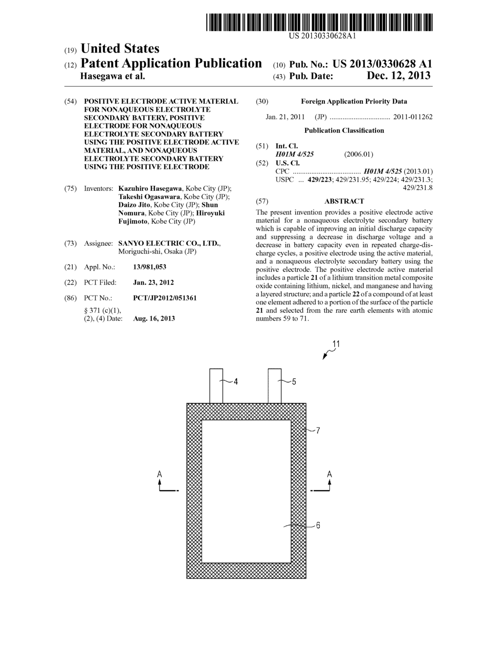 POSITIVE ELECTRODE ACTIVE MATERIAL FOR NONAQUEOUS ELECTROLYTE SECONDARY     BATTERY, POSITIVE ELECTRODE FOR NONAQUEOUS ELECTROLYTE SECONDARY BATTERY     USING THE POSITIVE ELECTRODE ACTIVE MATERIAL, AND NONAQUEOUS ELECTROLYTE     SECONDARY BATTERY USING THE POSITIVE ELECTRODE - diagram, schematic, and image 01