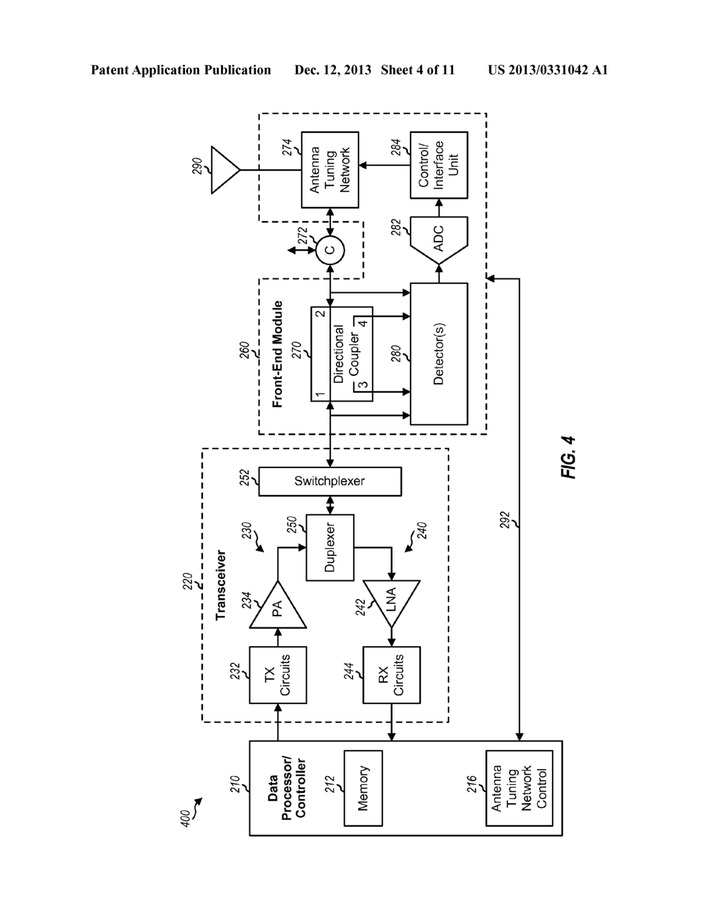 CONTROL OF TRANSMIT POWER AND ADJUSTMENT OF ANTENNA TUNING NETWORK OF A     WIRELESS DEVICE - diagram, schematic, and image 05